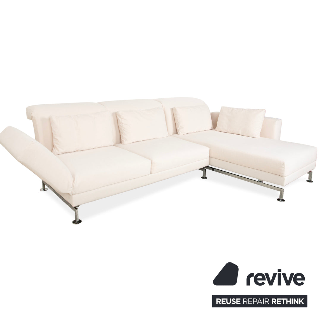 Canapé d'angle en tissu Brühl Moule beige canapé fonction manuelle méridienne droite nouvelle housse