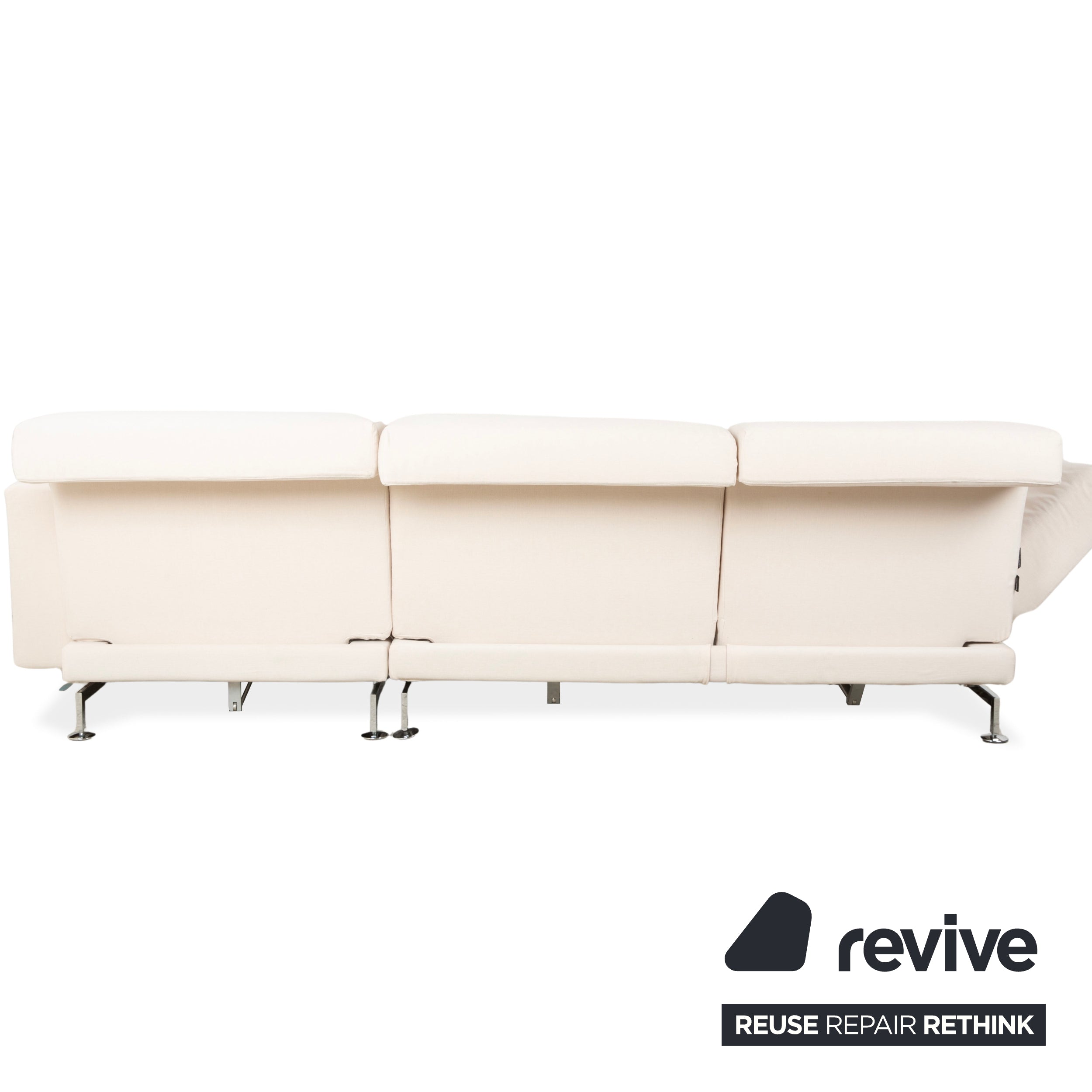 Brühl Moule Stoff Ecksofa Beige Couch manuelle Funktion Recamiere rechts Neubezug