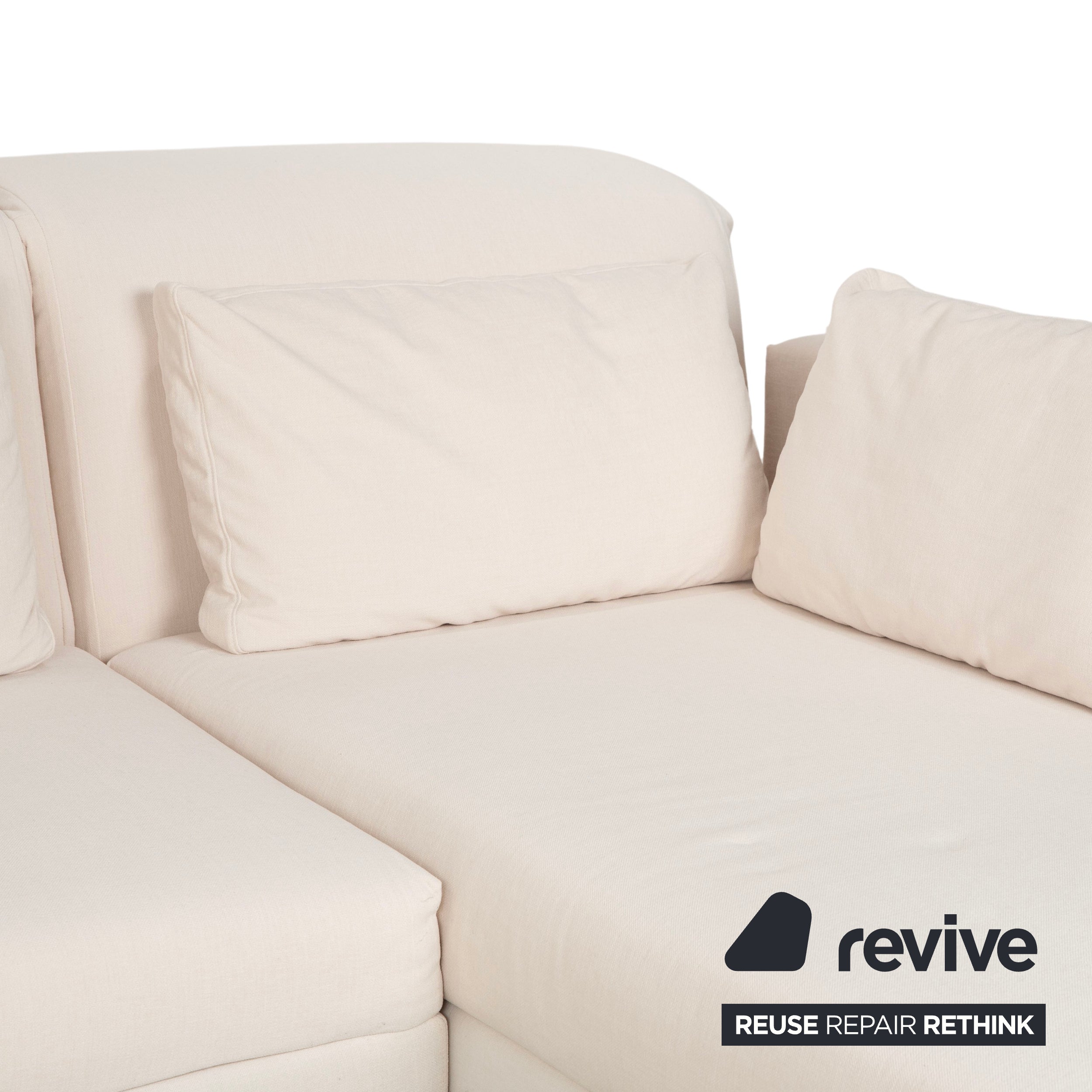 Brühl Moule Stoff Ecksofa Beige Couch manuelle Funktion Recamiere rechts Neubezug