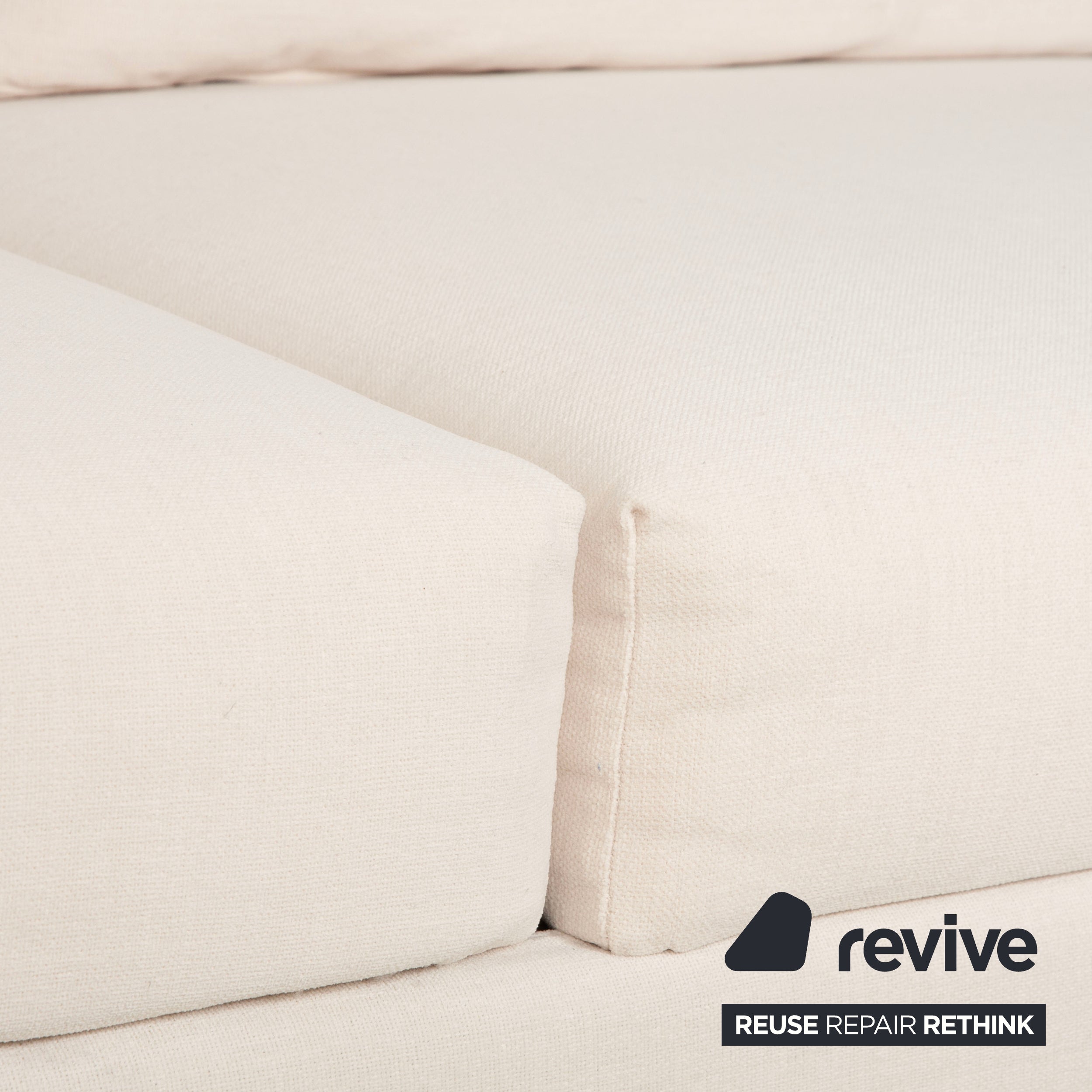 Canapé d'angle en tissu Brühl Moule beige canapé fonction manuelle méridienne droite nouvelle housse