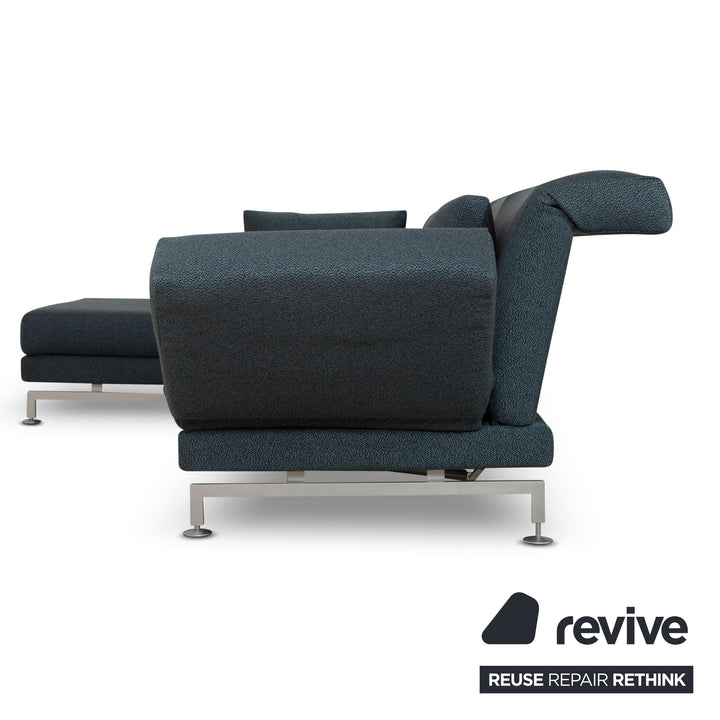 Brühl Moule Stoff Ecksofa Blau Couch manuelle Funktion Recamiere links Neubezug
