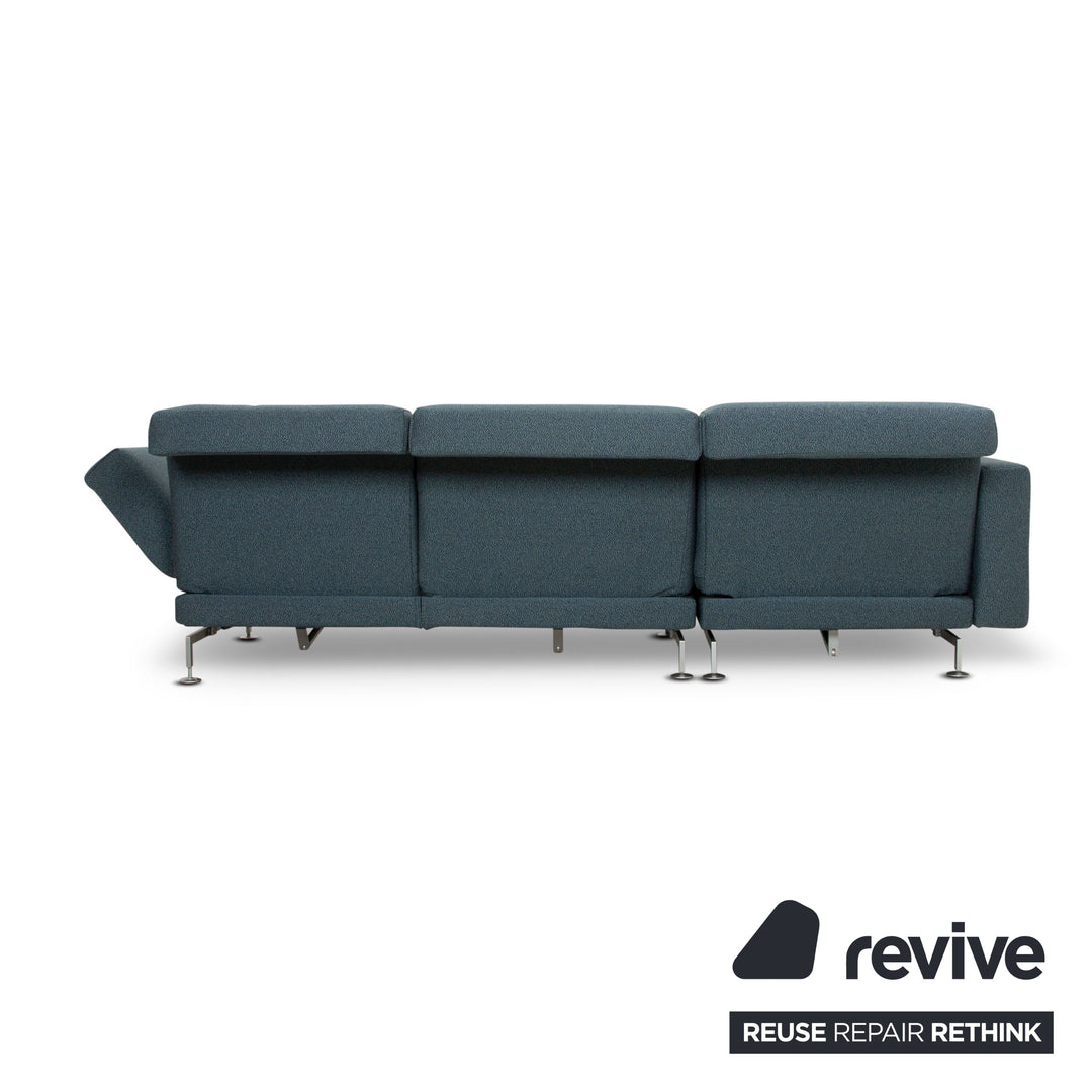 Brühl Moule Stoff Ecksofa Blau Couch manuelle Funktion Recamiere links Neubezug