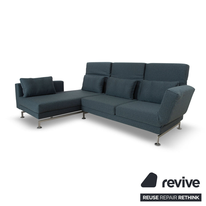Brühl Moule Stoff Ecksofa Blau Couch manuelle Funktion Recamiere links Neubezug