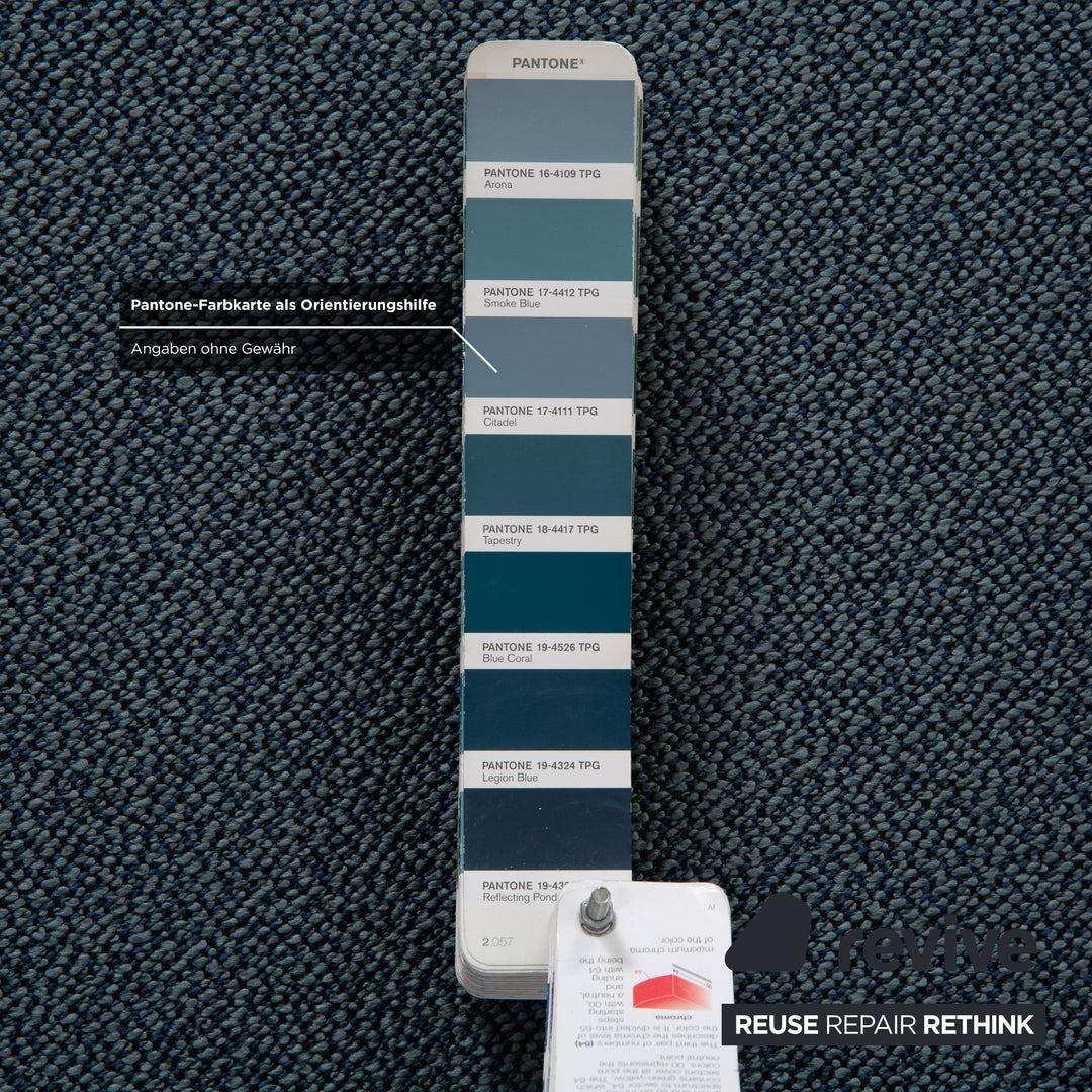 Brühl Moule Stoff Ecksofa Blau Couch manuelle Funktion Recamiere links Neubezug