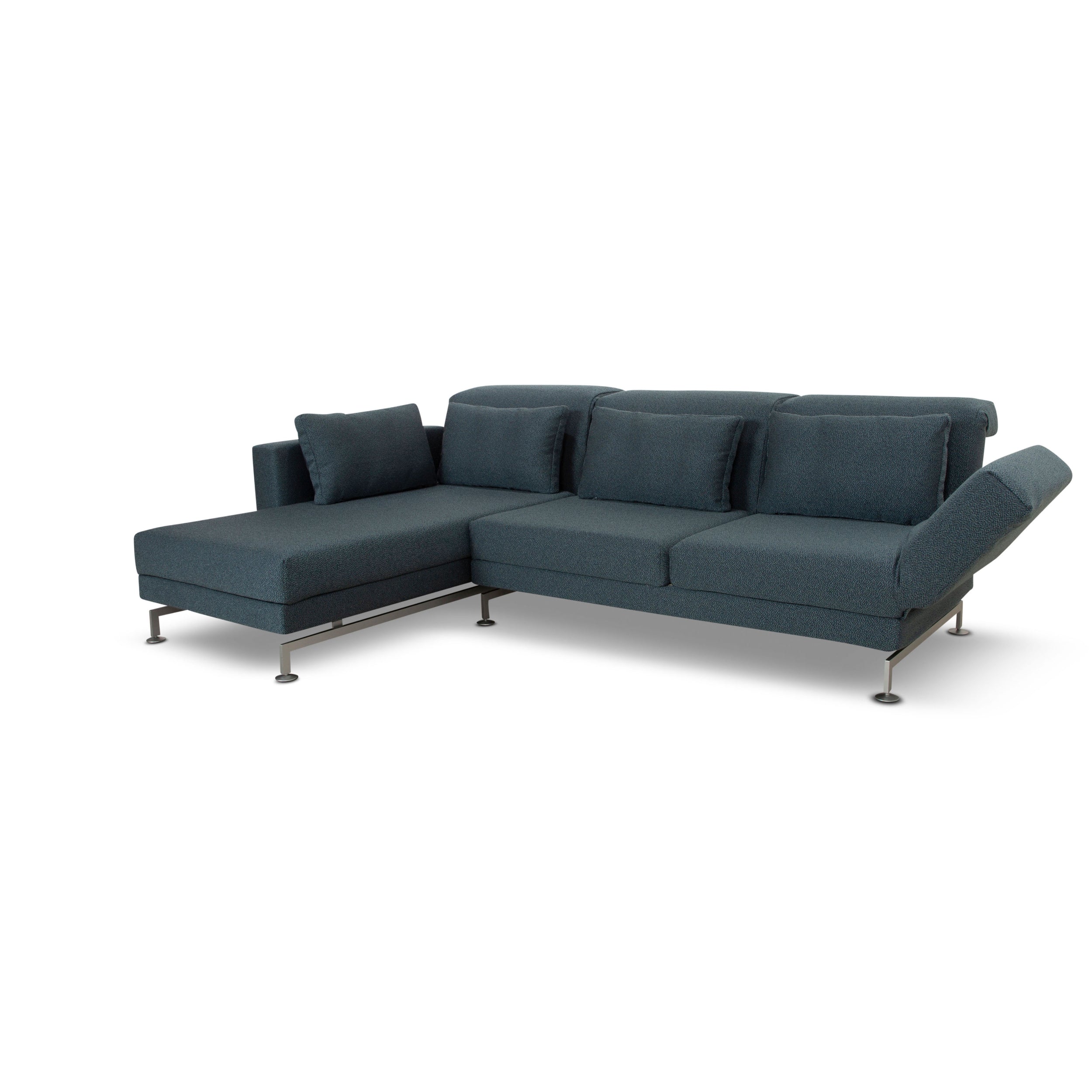 Brühl Moule Stoff Ecksofa Blau Couch manuelle Funktion Recamiere links Neubezug