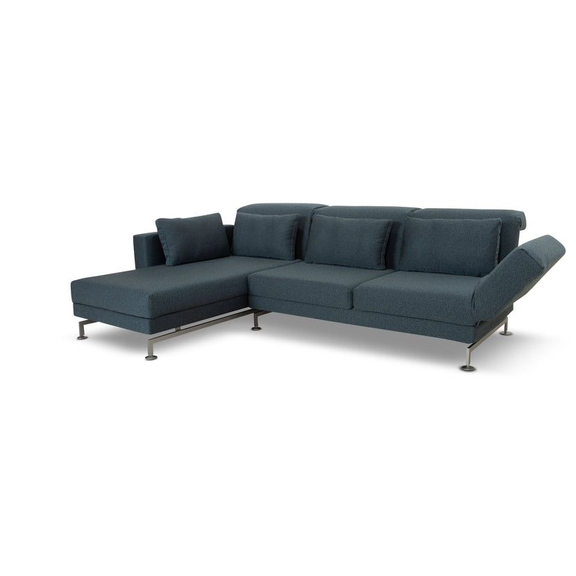 Brühl Moule Stoff Ecksofa Blau Couch manuelle Funktion Recamiere links Neubezug