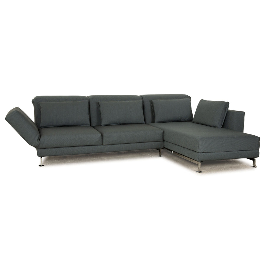 Brühl Moule Stoff Ecksofa Blau Grau Couch manuelle Funktion Recamiere rechts Neubezug
