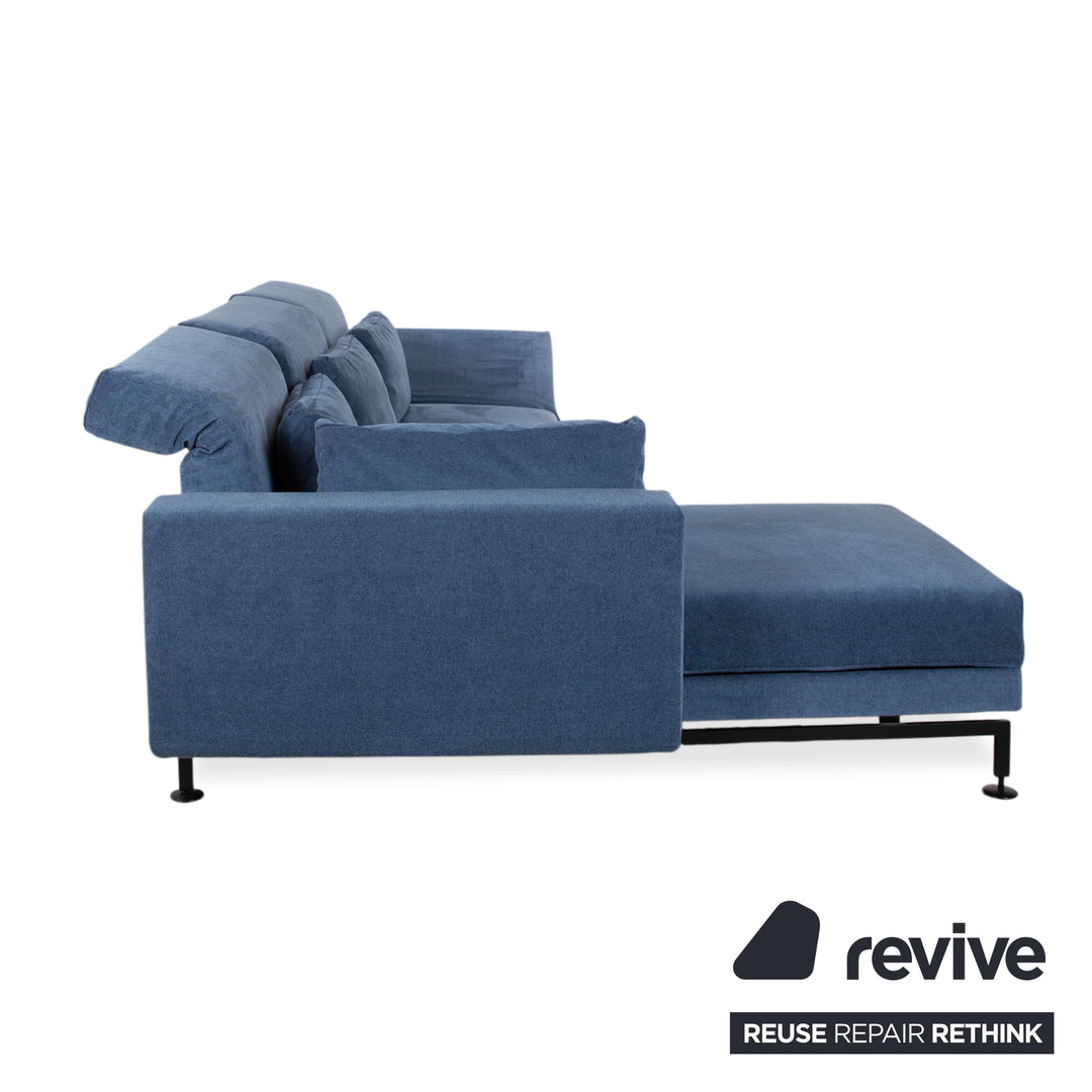 Brühl Moule Stoff Ecksofa Blau manuelle Funktion Sofa Couch
