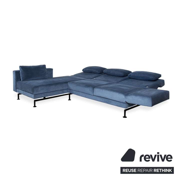 Brühl Moule Stoff Ecksofa Blau manuelle Funktion Sofa Couch