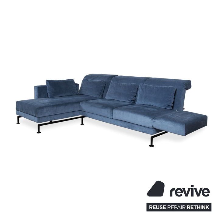 Brühl Moule Stoff Ecksofa Blau manuelle Funktion Sofa Couch
