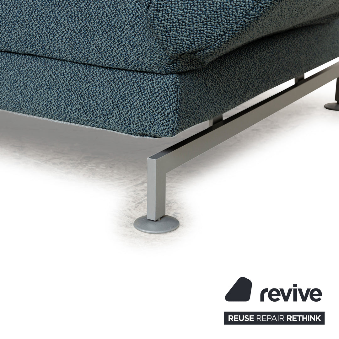 Brühl Moule Stoff Ecksofa Blau Petrol Recamiere Links manuelle Funktion Sofa Couch Schlaffunktion Neubezug
