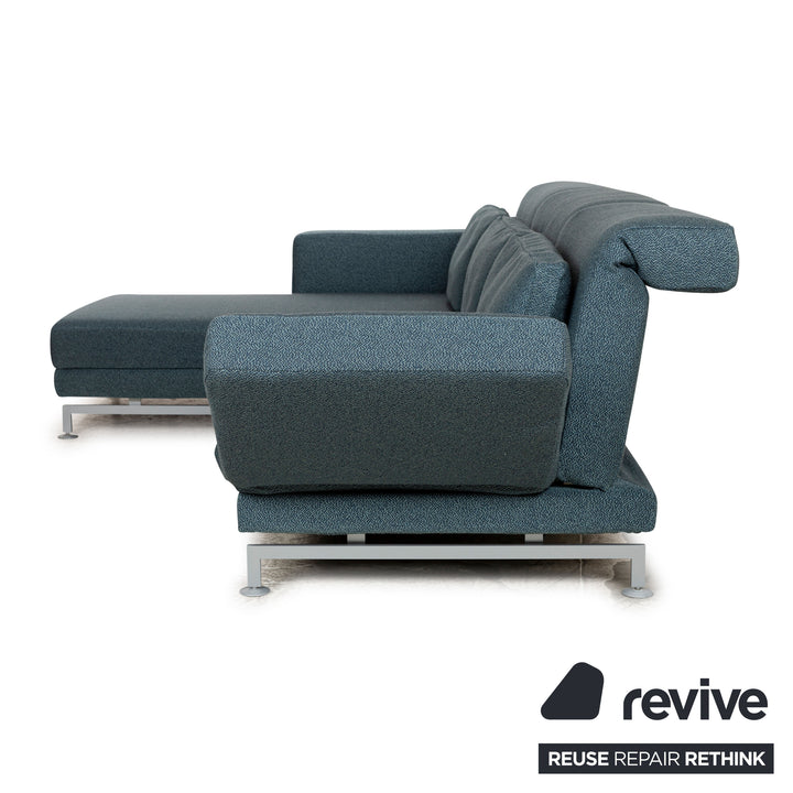 Brühl Moule Stoff Ecksofa Blau Petrol Recamiere Links manuelle Funktion Sofa Couch Schlaffunktion Neubezug