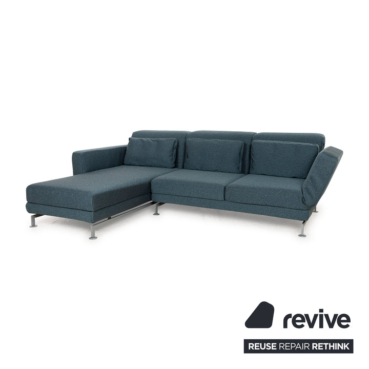 Brühl Moule Stoff Ecksofa Blau Petrol Recamiere Links manuelle Funktion Sofa Couch Schlaffunktion Neubezug
