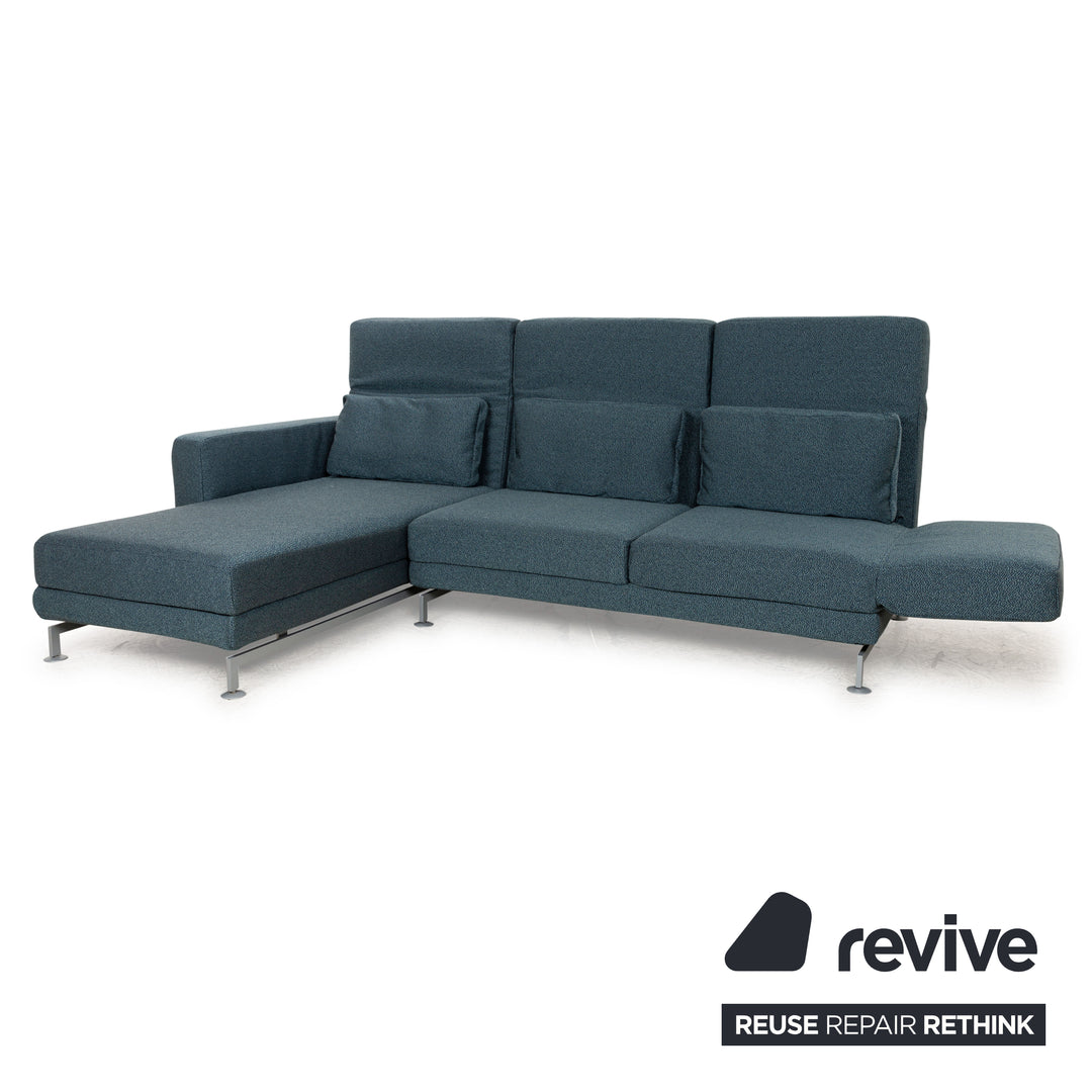 Brühl Moule Stoff Ecksofa Blau Petrol Recamiere Links manuelle Funktion Sofa Couch Schlaffunktion Neubezug