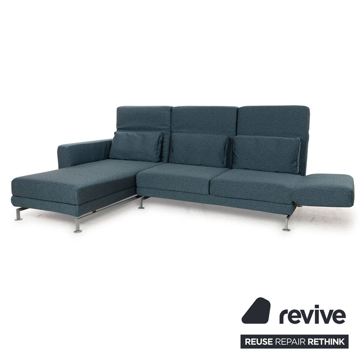 Brühl Moule Stoff Ecksofa Blau Petrol Recamiere Links manuelle Funktion Sofa Couch Schlaffunktion Neubezug