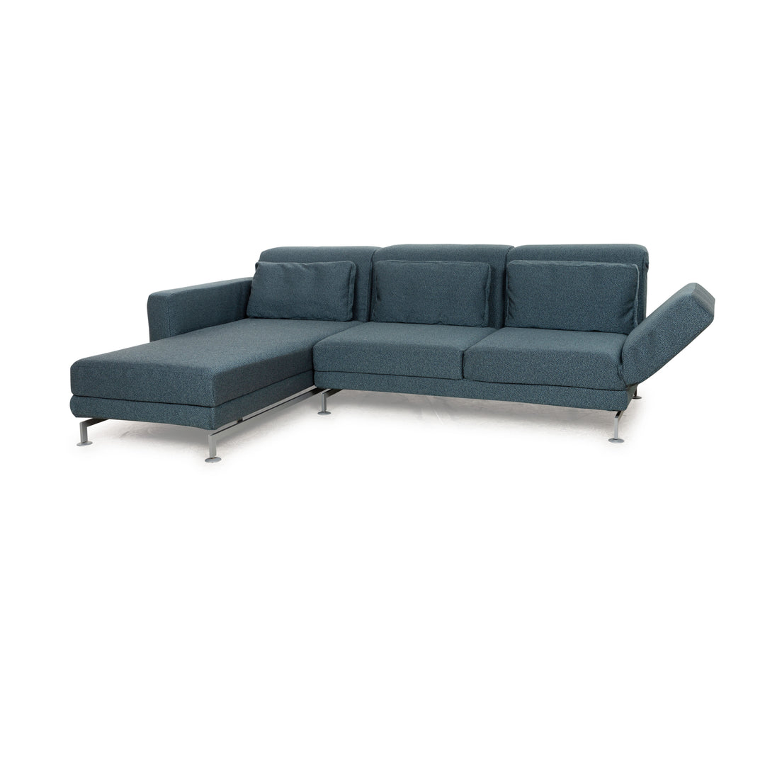 Brühl Moule Stoff Ecksofa Blau Petrol Recamiere Links manuelle Funktion Sofa Couch Schlaffunktion Neubezug