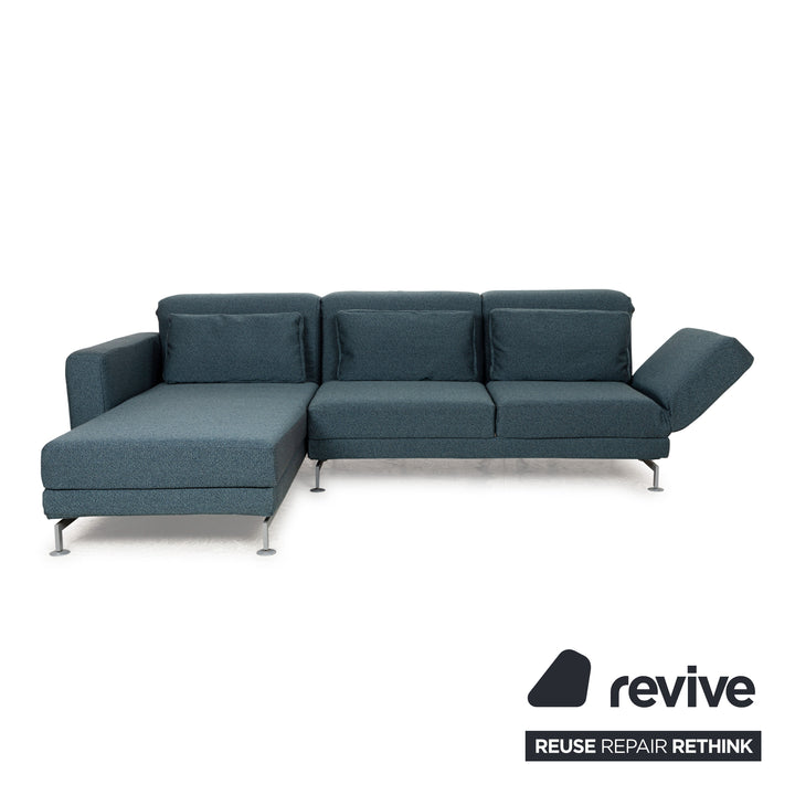 Brühl Moule Stoff Ecksofa Blau Petrol Recamiere Links manuelle Funktion Sofa Couch Schlaffunktion Neubezug