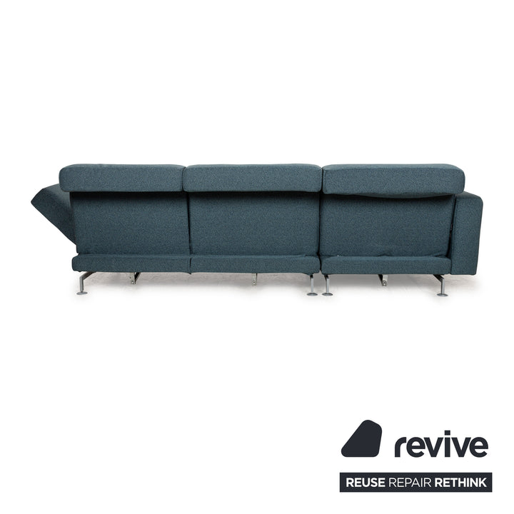 Brühl Moule Stoff Ecksofa Blau Petrol Recamiere Links manuelle Funktion Sofa Couch Schlaffunktion Neubezug