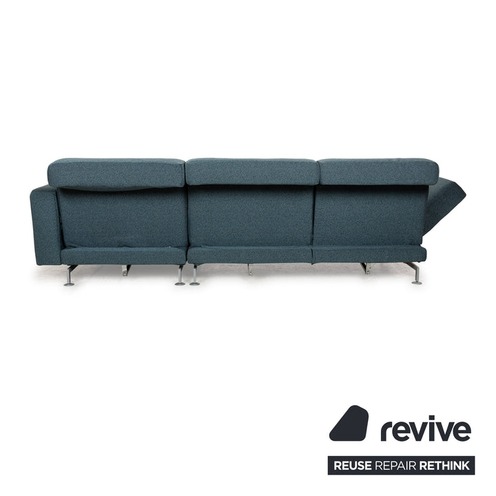Brühl Moule Stoff Ecksofa Blau Petrol Recamiere Rechts manuelle Funktion Sofa Couch Schlaffunktion Neubezug