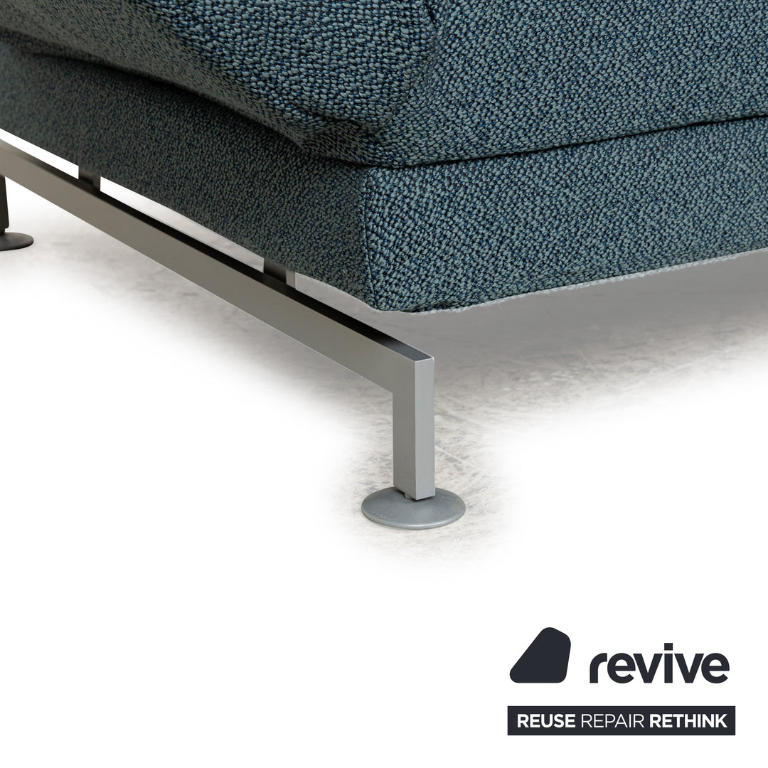 Brühl Moule Stoff Ecksofa Blau Petrol Recamiere Rechts manuelle Funktion Sofa Couch Schlaffunktion Neubezug