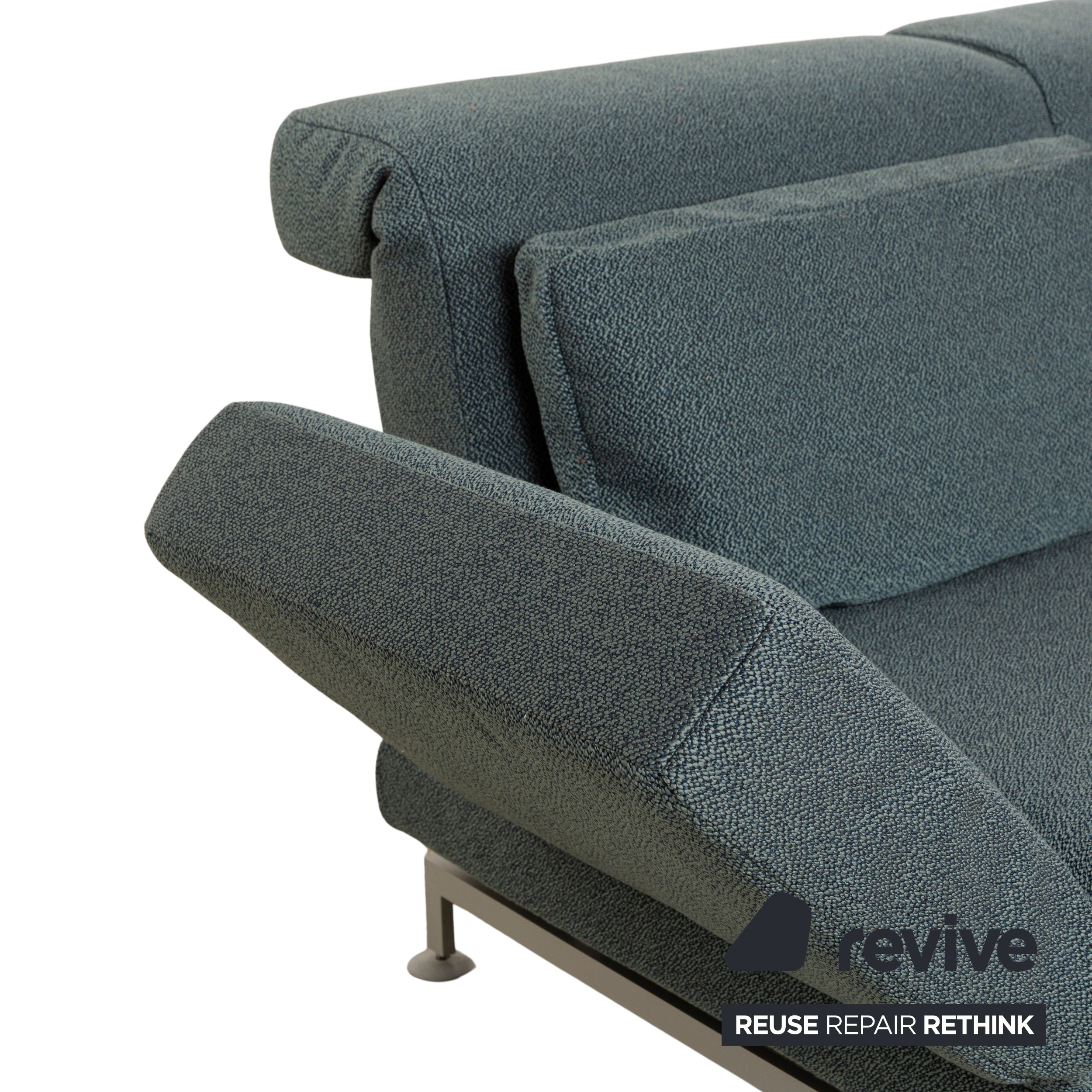 Canapé d'angle en tissu Brühl Moule Bleu Pétrole Récamière Droite Fonction Manuelle Canapé Canapé Fonction Couchage Nouvelle Housse