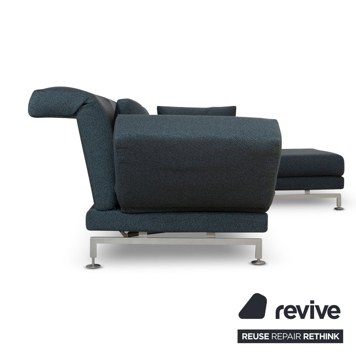 Brühl Moule Stoff Ecksofa Blau (Q2 Glow 529) Couch manuelle Funktion Recamiere rechts Neubezug