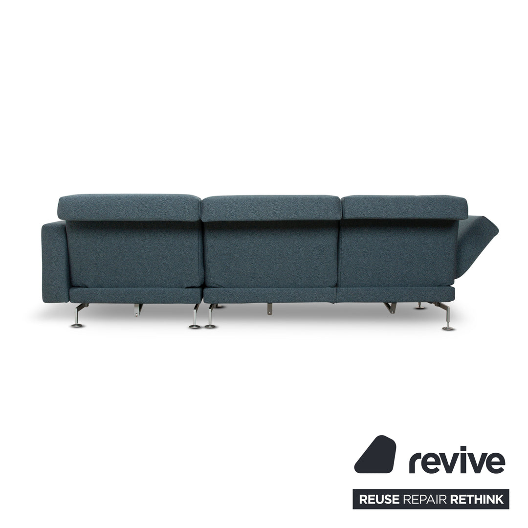 Brühl Moule Stoff Ecksofa Blau (Q2 Glow 529) Couch manuelle Funktion Recamiere rechts Neubezug