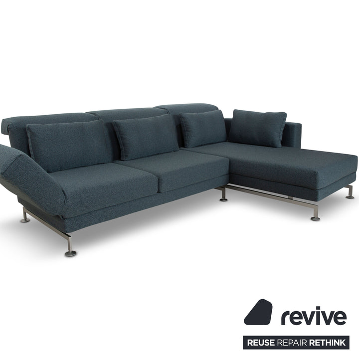 Brühl Moule Stoff Ecksofa Blau (Q2 Glow 529) Couch manuelle Funktion Recamiere rechts Neubezug