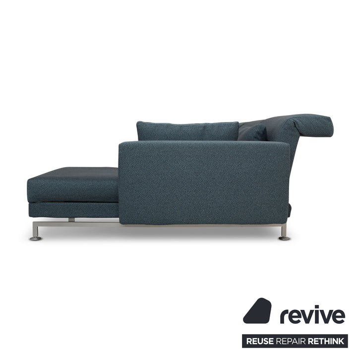 Brühl Moule Stoff Ecksofa Blau (Q2 Glow 529) Couch manuelle Funktion Recamiere rechts Neubezug