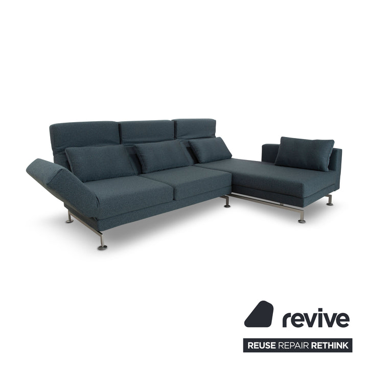 Brühl Moule Stoff Ecksofa Blau (Q2 Glow 529) Couch manuelle Funktion Recamiere rechts Neubezug