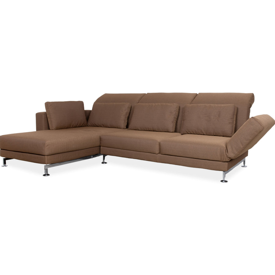 Brühl Moule Stoff Ecksofa Braun Couch manuelle Funktion Recamiere links Neubezug