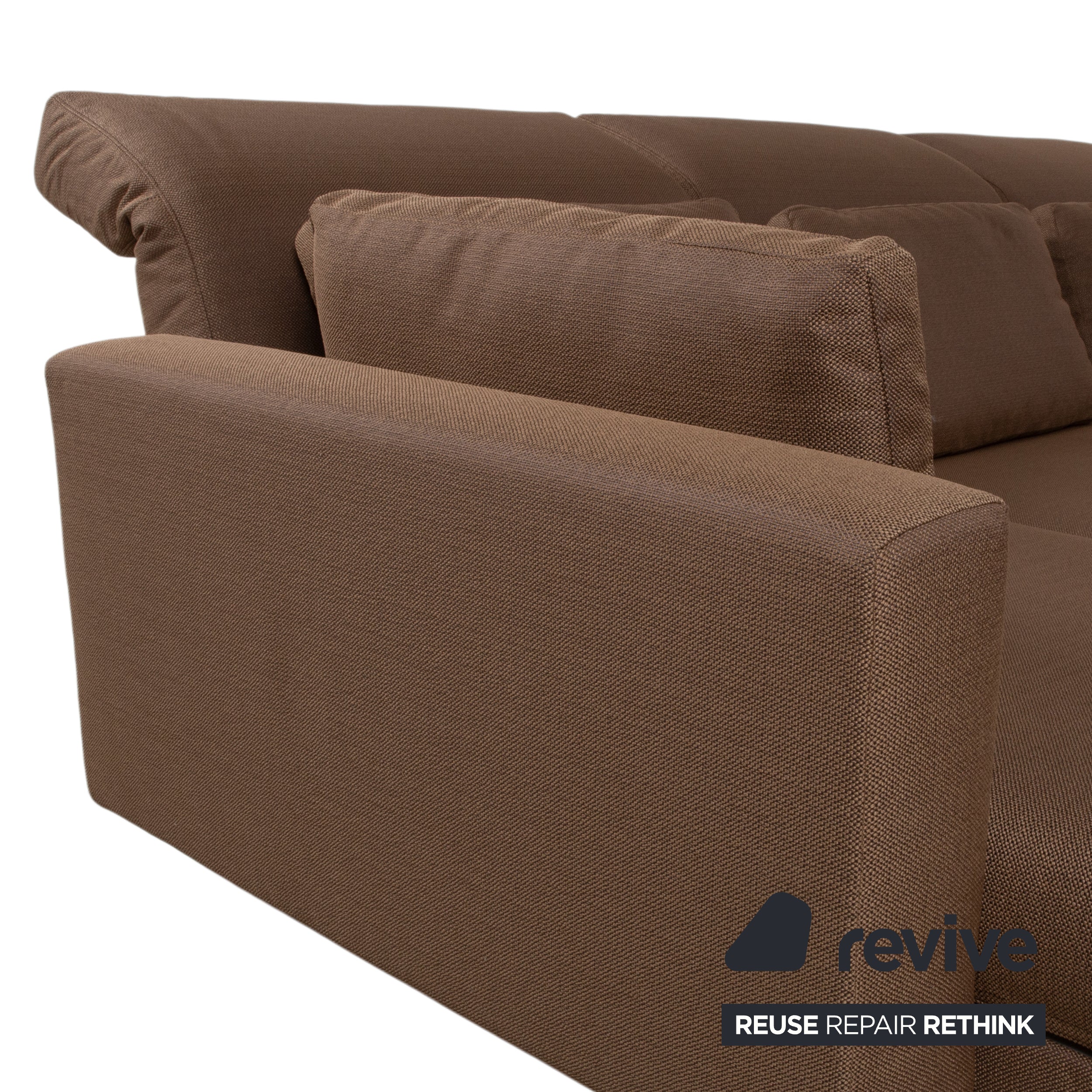 Brühl Moule Fabric Corner Sofa Brown Couch Manual Function Chaise Longue Left Reupholstered