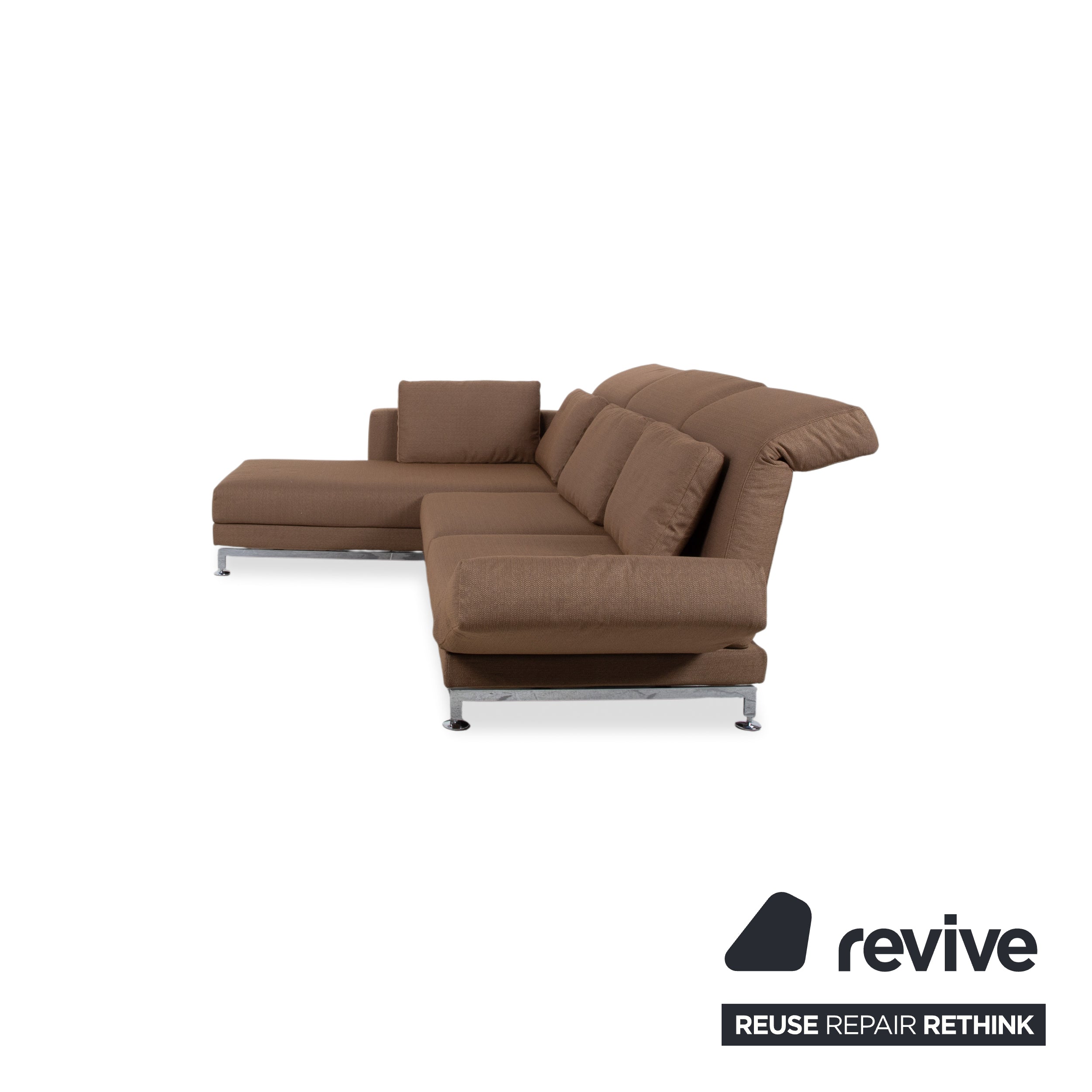 Brühl Moule Fabric Corner Sofa Brown Couch Manual Function Chaise Longue Left Reupholstered