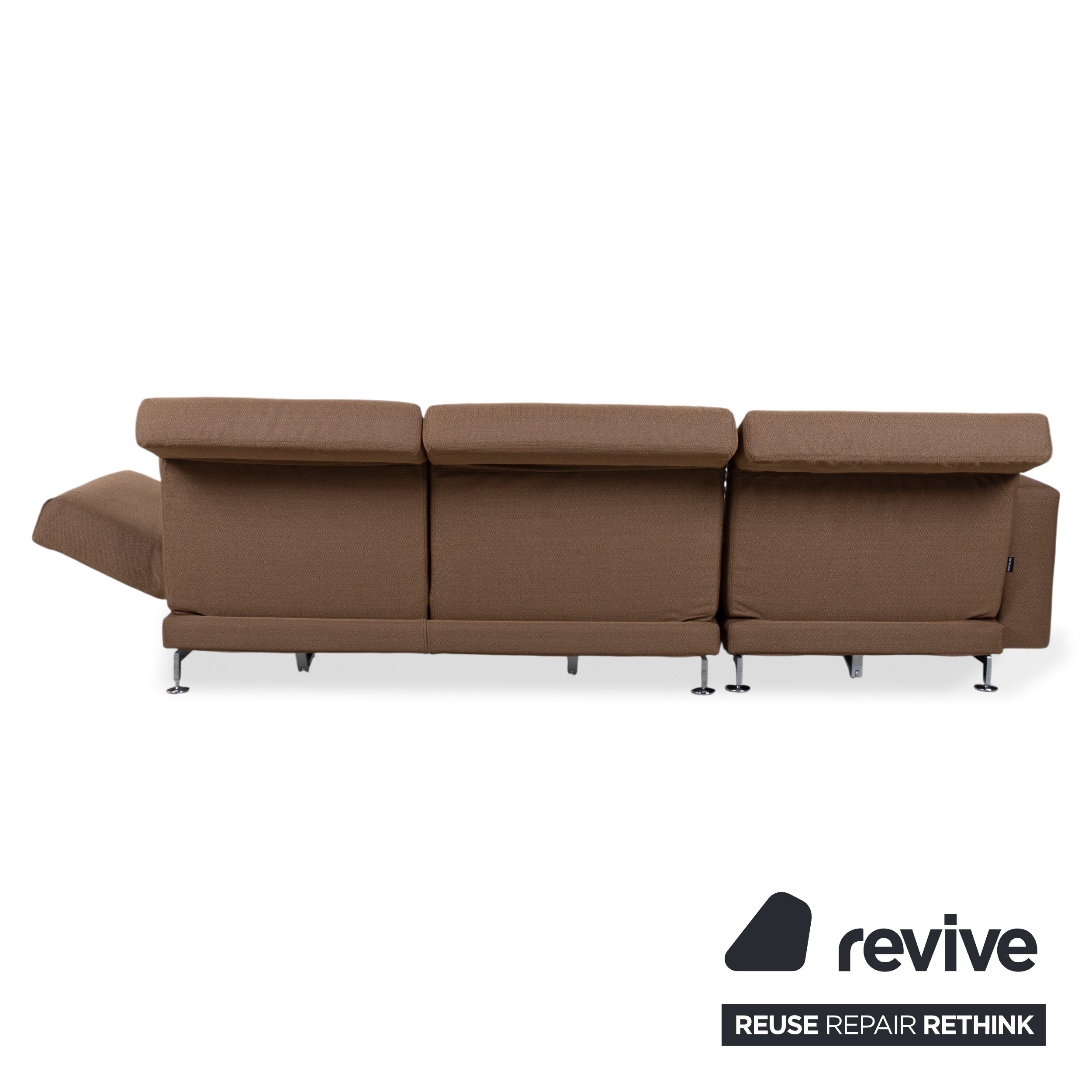 Brühl Moule Fabric Corner Sofa Brown Couch Manual Function Chaise Longue Left Reupholstered