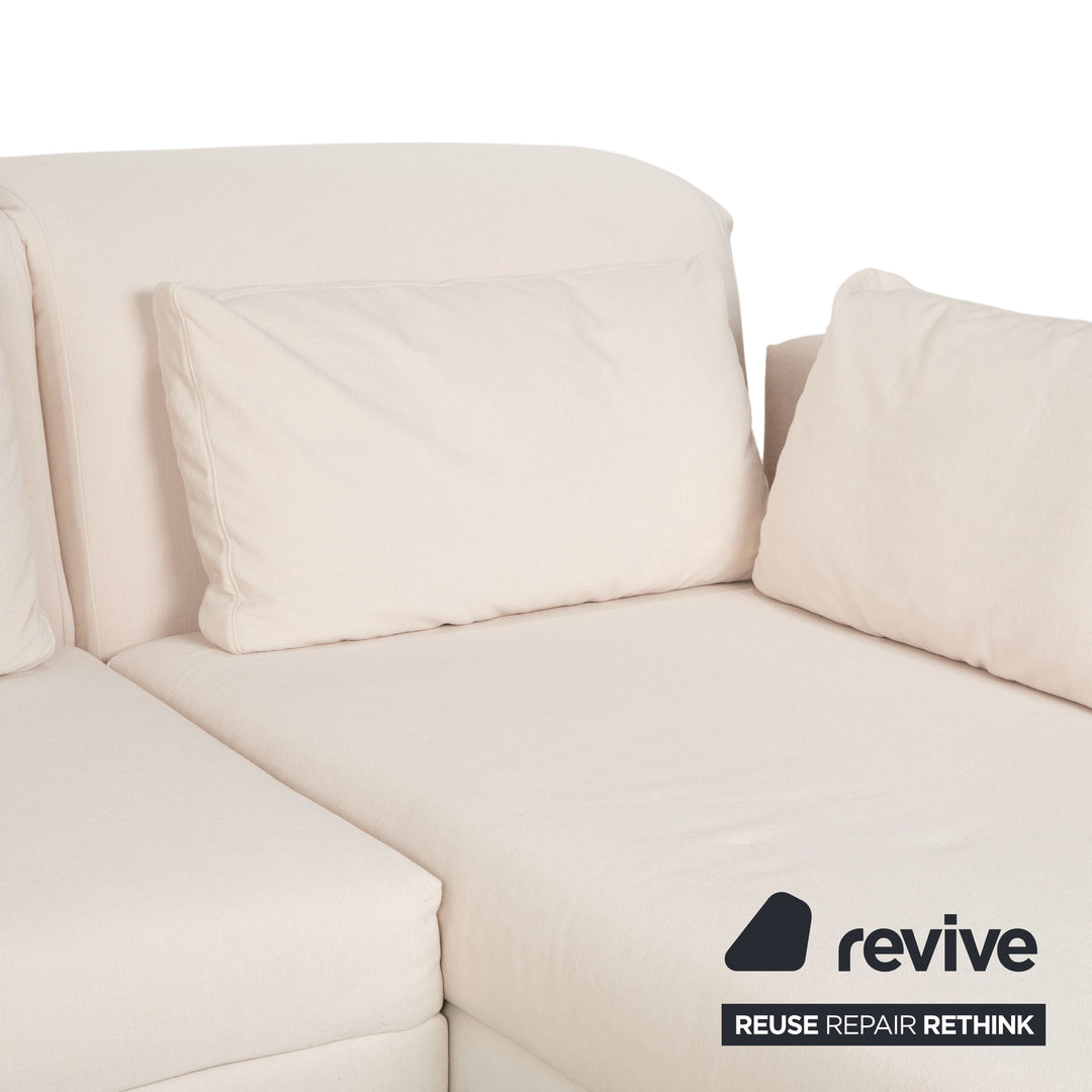 Brühl Moule Stoff Ecksofa Creme Beige Couch manuelle Funktion Recamiere rechts Neubezug MALOU 107