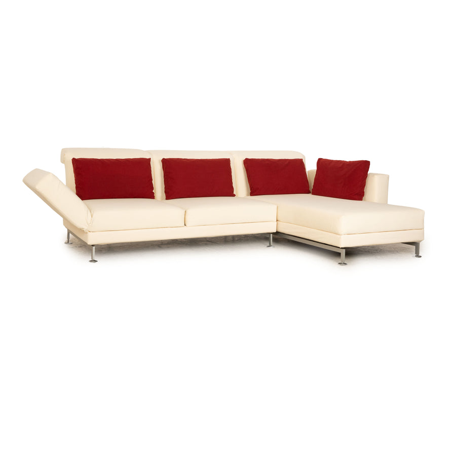 Brühl Moule fabric corner sofa cream chaise longue right manual function sofa couch sleeping function