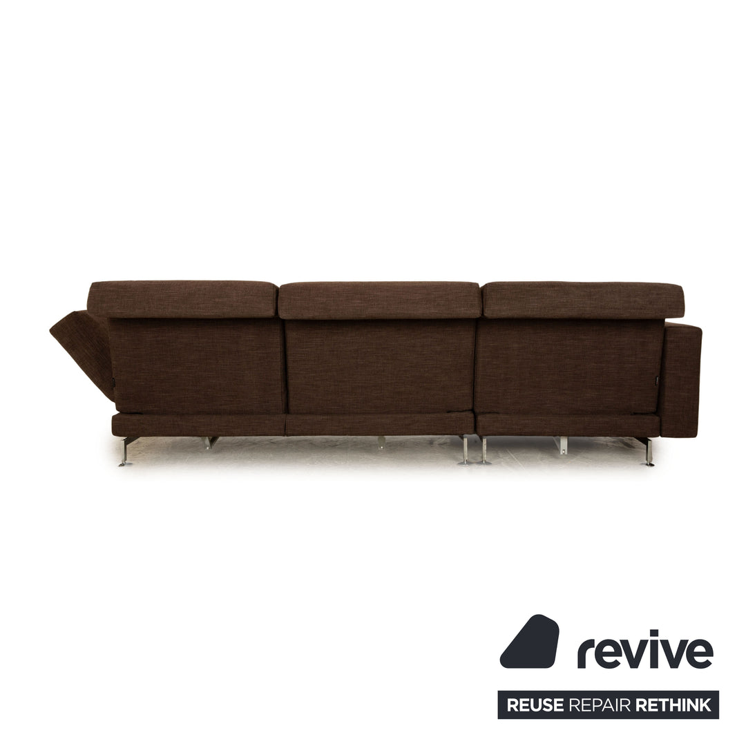 Brühl Moule fabric corner sofa dark brown chaise longue left manual function sofa couch