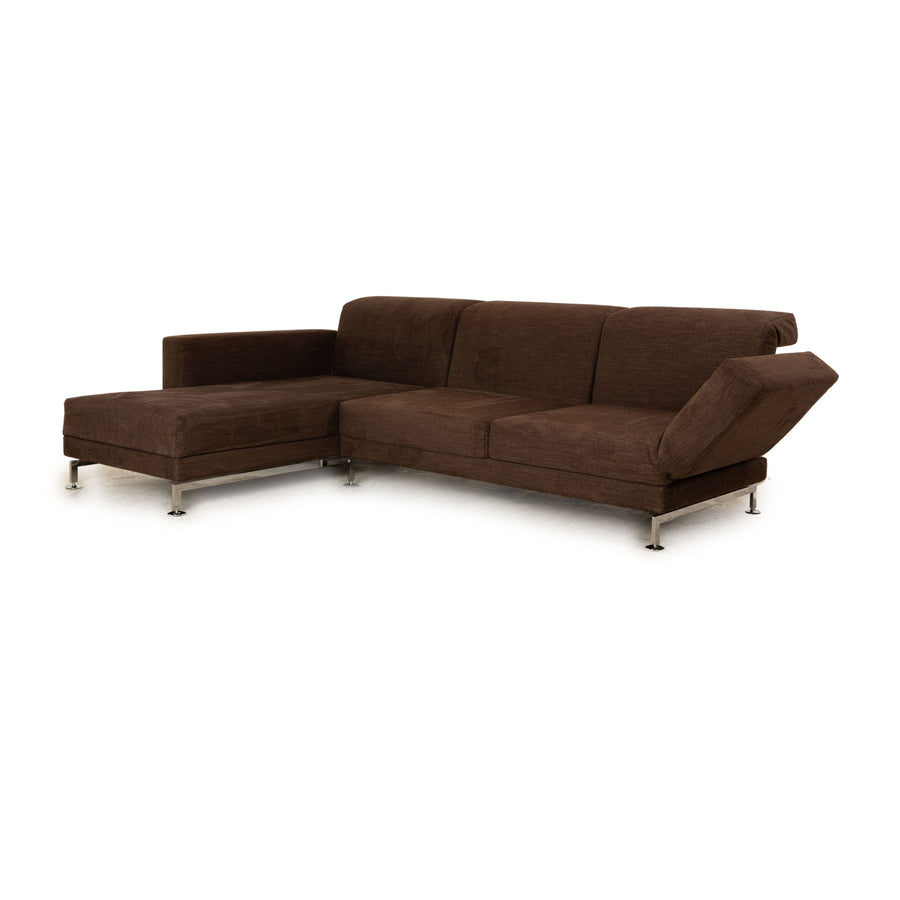 Brühl Moule fabric corner sofa dark brown chaise longue left manual function sofa couch