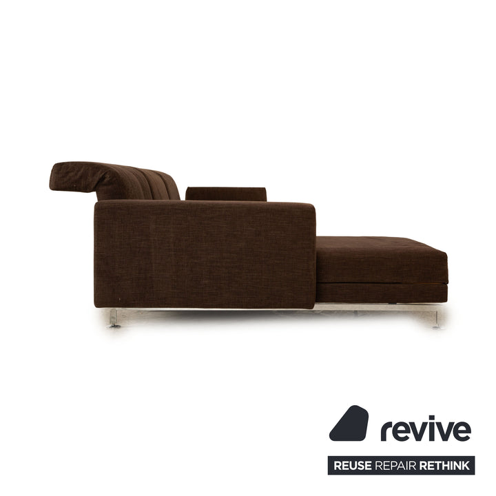 Brühl Moule Stoff Ecksofa Dunkelbraun Recamiere Links manuelle Funktion Sofa Couch