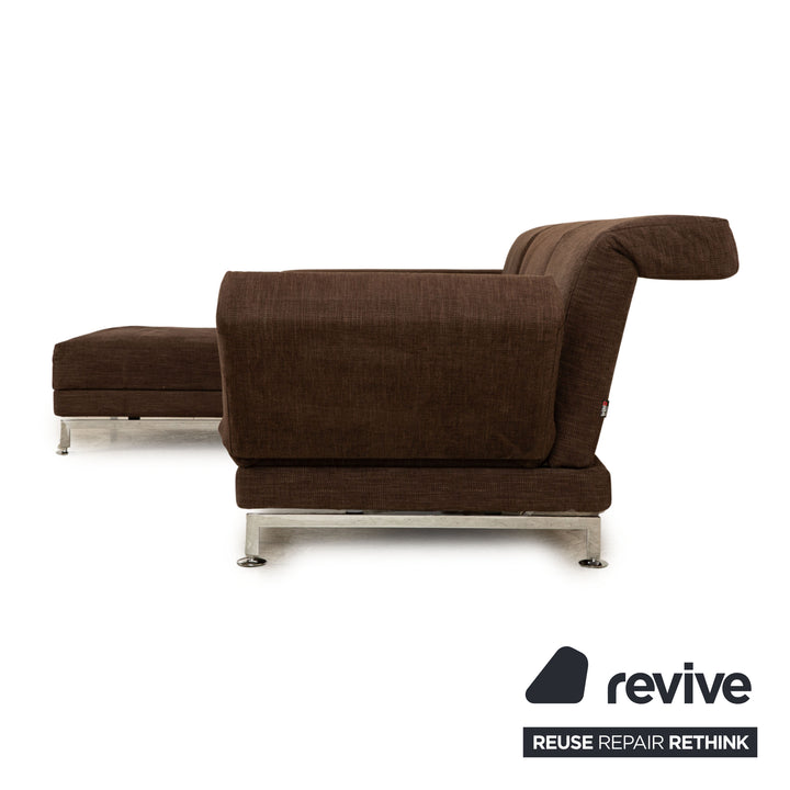 Brühl Moule fabric corner sofa dark brown chaise longue left manual function sofa couch