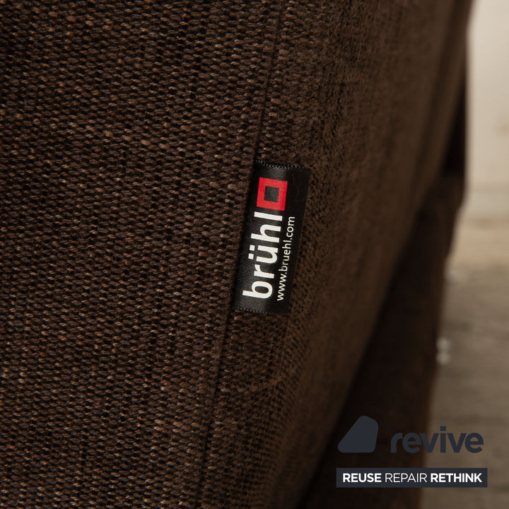 Brühl Moule Stoff Ecksofa Dunkelbraun Recamiere Links manuelle Funktion Sofa Couch