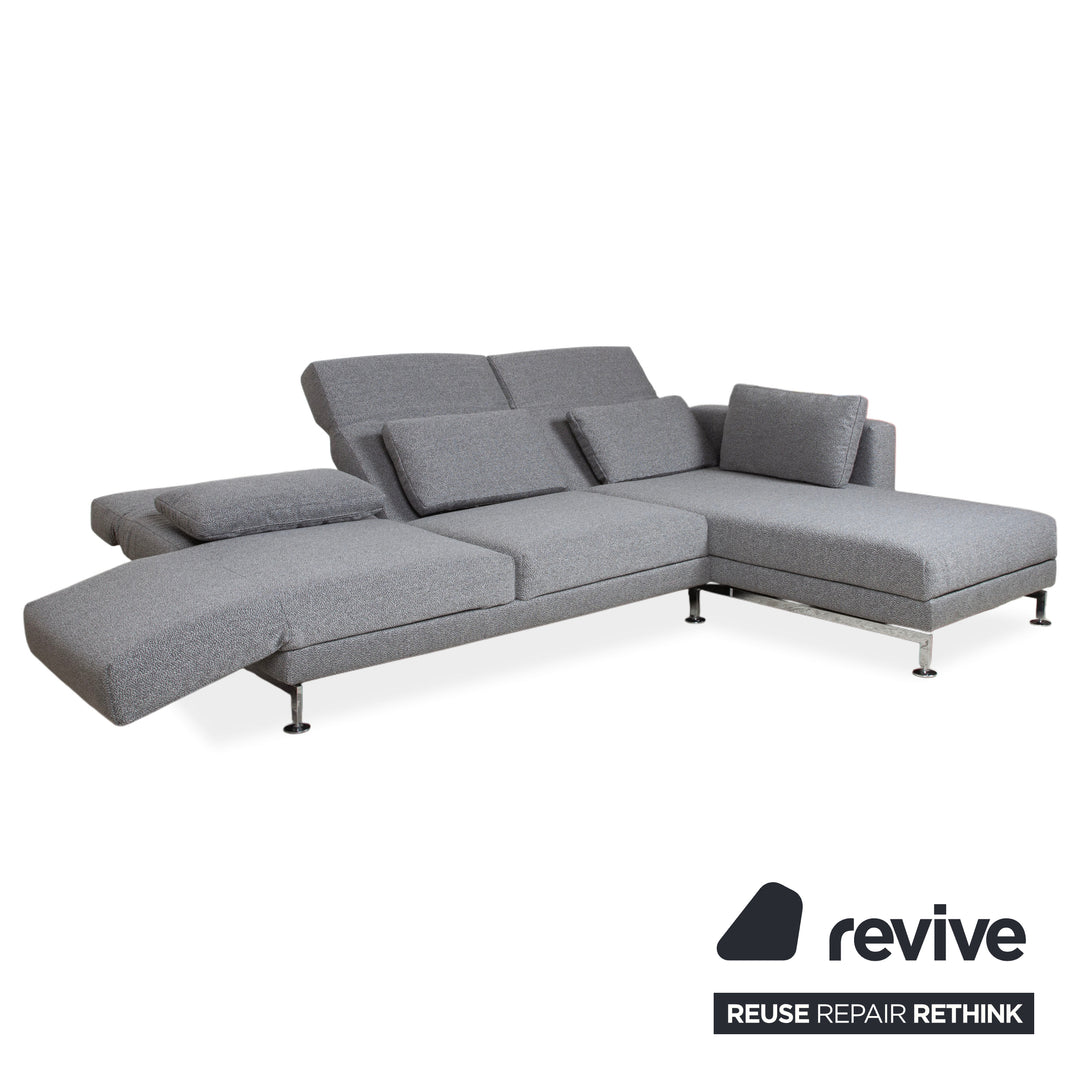 Brühl Moule Stoff Ecksofa Grau Couch manuelle Relaxfunktion Recamiere rechts Neubezug GLOW 534