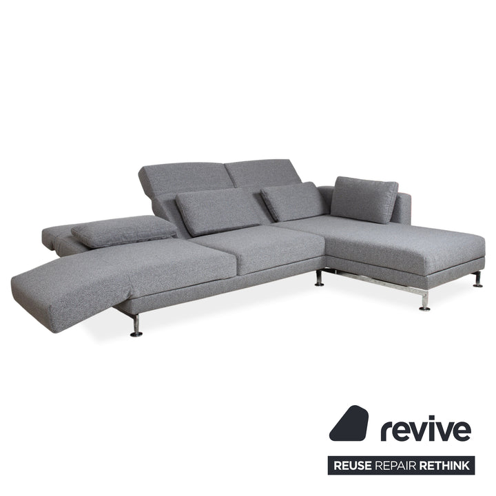 Brühl Moule Stoff Ecksofa Grau Couch manuelle Relaxfunktion Recamiere rechts Neubezug GLOW 534