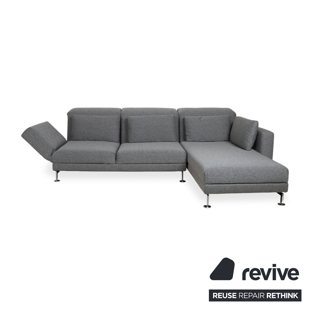 Brühl Moule Stoff Ecksofa Grau Couch manuelle Relaxfunktion Recamiere rechts Neubezug GLOW 534