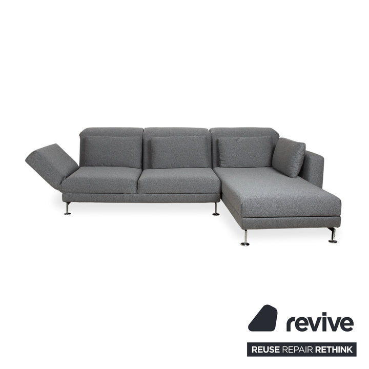 Brühl Moule Stoff Ecksofa Grau Couch manuelle Relaxfunktion Recamiere rechts Neubezug GLOW 534