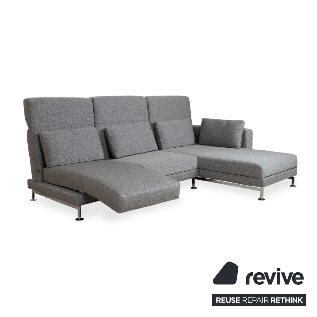 Brühl Moule Stoff Ecksofa Grau Couch manuelle Relaxfunktion Recamiere rechts Neubezug GLOW 534