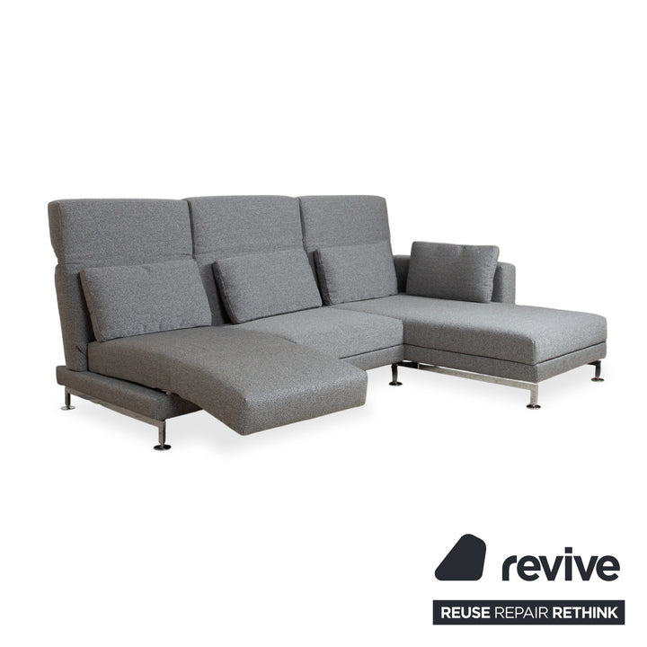 Brühl Moule Stoff Ecksofa Grau Couch manuelle Relaxfunktion Recamiere rechts Neubezug GLOW 534