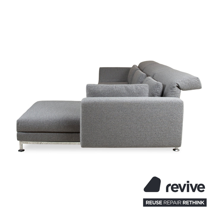 Brühl Moule Stoff Ecksofa Grau Couch manuelle Relaxfunktion Recamiere rechts Neubezug GLOW 534