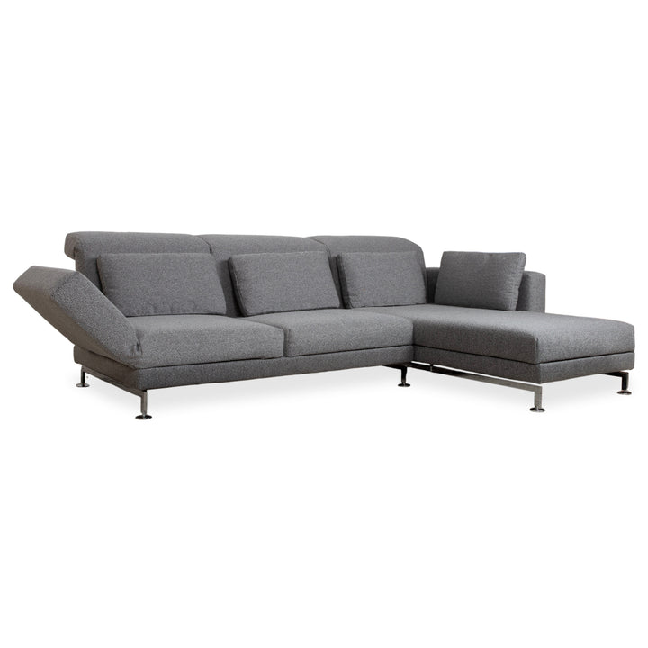 Brühl Moule Stoff Ecksofa Grau Couch manuelle Relaxfunktion Recamiere rechts Neubezug GLOW 534