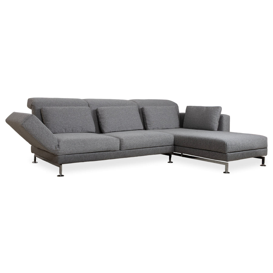 Brühl Moule Stoff Ecksofa Grau Couch manuelle Relaxfunktion Recamiere rechts Neubezug GLOW 534